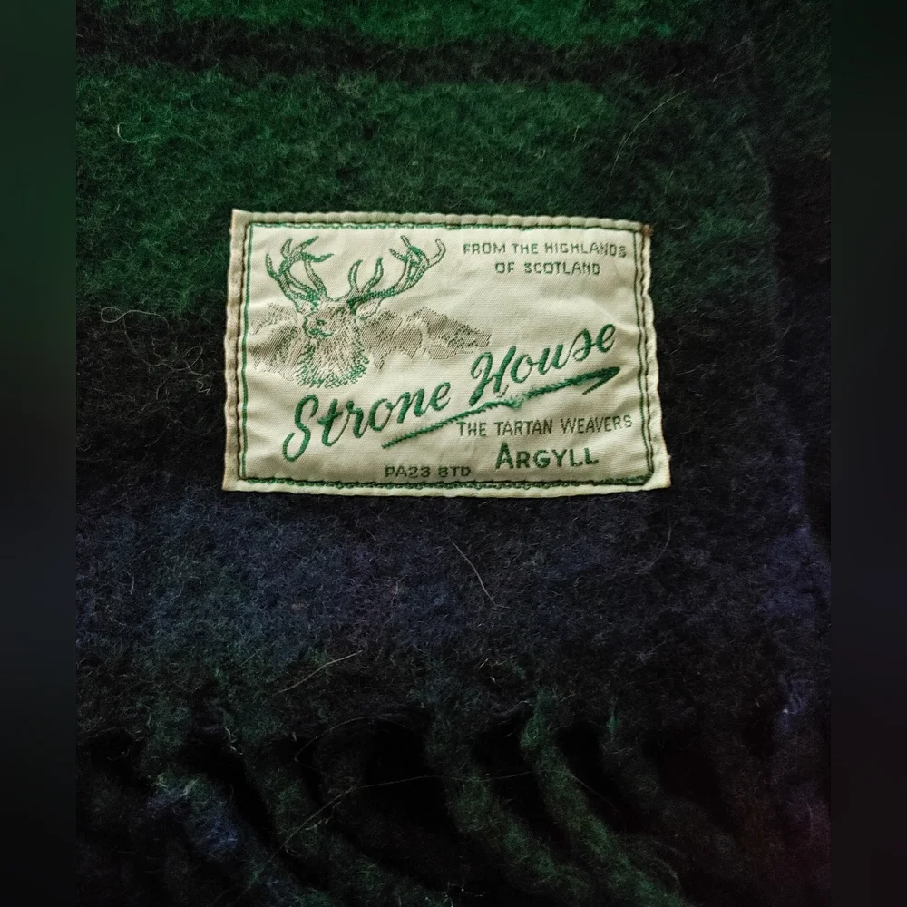 Strone House Green and Blue Tartan THROW BLANKET Night Watch 72